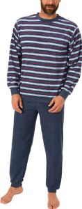 Herren Übergrössen Frottee Pyjama Schlafanzug lang mit Bündchen in grossen Grössen bis Gr. 70 ; blau , 60
