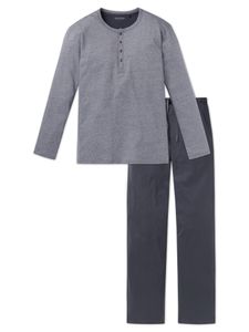 Schiesser Herren langer Schlafanzug Pyjama Lang mit Knopfleiste - 159630, Größe Herren:110, Farbe:anthrazit