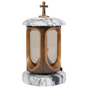 Hrobová lampa s krížom zlatá Viscont White
