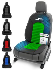 WALSER Car Comfort Auto-Sitzauflage S-Race, Autositzauflage, Sitzkissen-PKW, Universal Sitzschoner-Auto, Sitzauflage-Auto Vordersitze, Sitzunterlage-Auto grün/schwarz