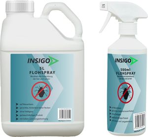 INSIGO 5L + 500ml Anti-Flohspray, Mittel gegen Flöhe, Flohschutz, Katzenfloh, Hundefloh, Insektenschutz, gegen Ungeziefer & Parasiten, Innen & Außen