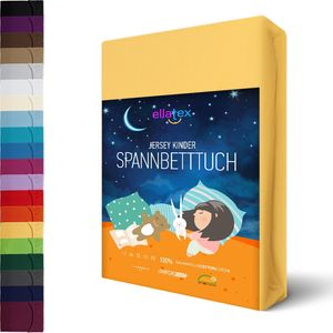 JERSEY KINDER Spannbettlaken 70x140cm Kinderlaken Spannbetttuch 100% Baumwolle für Kinderbett Babybett, in Farbe: Gelb