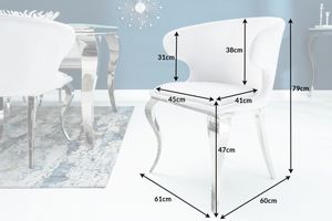 Eleganter Stuhl MODERN BAROCK II grauer Samt Edelstahl Esszimmerstuhl Küchenstuhl