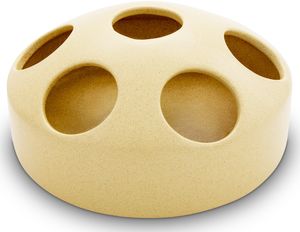 KERAZO 1,5 Liter Keramik Geflügeltränke mit 7 Öffnungen Hühnertränke Ententränke Futterschale Wasserschale Futterstation Wasserstation, 22x10 cm, sand (beige)