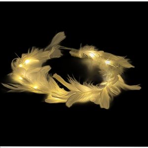 LED Haarreif Feder mit weißen Federn für Hochzeit Stirnband Party Dekoration Karneval Junggesellinnen Abschied Ostern Haarschmuck