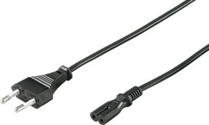 Euro sieťový kábel Euro zástrčka IEC60320-C7 dvojitá zásuvka čierna - Dĺžka: 1,50 m