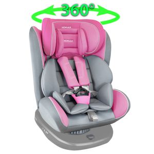 Auto Kindersitz mit 360° Drehfunktion und ISOFIX für Kinder von 0 - 36 kg (Klasse 0, I, II, III) XOMAX 916, Farbe:Hellgrau/Rosa