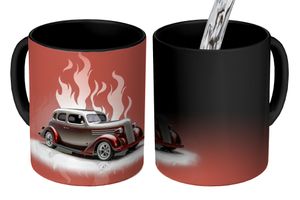 MuchoWow® Magický hrnček Magic Auto - Roze - Vintage - Vlammen 350 ml hrnček na zmenu farby nápad na darček - Magický hrnček - fotohrnček - keramické hrnčeky - obrázky - šálka na kávu - hrnček na pitie - šálky na kávu