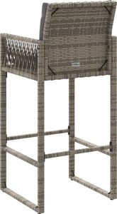 vidaXL Garten-Barhocker mit Kissen 2 Stk. Grau Poly Rattan