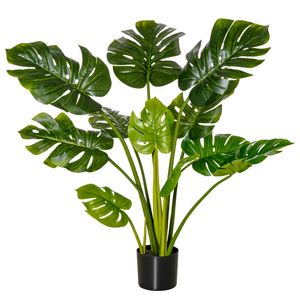 HOMCOM künstliche Pflanzen 110 cm künstlicher Monstera Kunstpflanze Zimmerpflanze Dekopflanze Büropflanze Kunststofftopf für drinnen und draußen