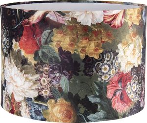 Clayre & Eef Lampenschirm Hängelampe Ø 34x24 cm Schwarz Gelb Textil Rund Blumen
