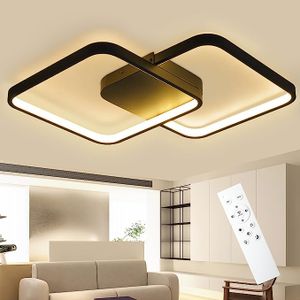 ZMH  LED Deckenleuchte Wohnzimmer Deckenlampe - Schwarze Modern Wohnzimmerlampe 55W Dimmbar mit Fernbedienung Schlafzimmerlampe Quadratisch Design küchenlampe