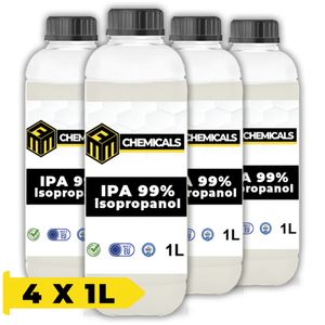 IPA 99 MRM CHEMICALS Isopropanol 1L Rein 99,9% Isopropylalkohol IPA Cleaner Entfetter Lösungsmittel Desinfektionsmittel Reiniger für Elektronik Handy Auto x4
