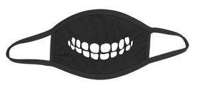 Mund-Nase-Maske Baumwolle schwarz Zähne
