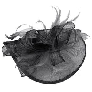 Rutschfester Metallclip, eleganter Fascinator-Hut, Blumen-Mesh-Bänder, Federn, Party-Kopfbedeckung, Haarschmuck, Schwarz