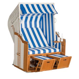 Müsing Strandkorb Sunny Smart Rustikal 250 Basic blau, weiß, gestreift, weiß Kunststoff, Holz, 1-teilig
