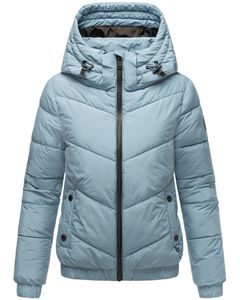 Marikoo Damen Winterjacke Steppjacke Recycelt Vegan Übergangsjacke gesteppt mit hohem Kragen und Abnehmbare Kapuze Nayanaa XVI Powder Blue Gr: 38 - M