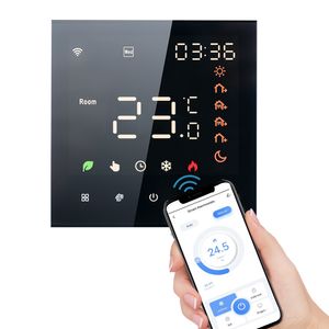 Smart Tuya WiFi-Thermostat, Sprachsteuerung, für 3A Warmwasserbereitung, Digital LCD Programmierbares Raumthermostat Thermostat Wandthermostat Unterputz Fußbodenheizung, kompatibel mit Amazon Google Home, Schwarz