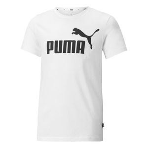 PUMA Jungen T-Shirt - Baumwolle, einfarbig, Logo-Print, Rundhals Weiß 164