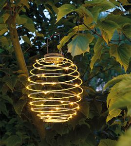 LED Lampion Solar Metall Spirale Weiß Laterne zum Aufhängen Warmweiß Ø 22cm
