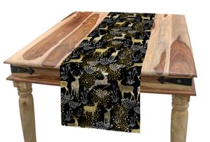 ABAKUHAUS Weihnachten Tischläufer, Oriental Deer, Esszimmer Küche Rechteckiger Dekorativer Tischläufer, 40 x 225 cm, Gelb Weiß Schwarz