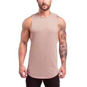 Herren Einfarbig Lose Ärmellose Weste Gym Bodybluilding Fitness T-Shirt,Farbe: Khaki,Größe:XL