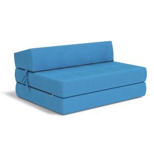 Klappmatratze 120x200 cm Futonsofa Kaltschaum Polyurethan Höhe ca. 14 cm Microfibre Hellblau