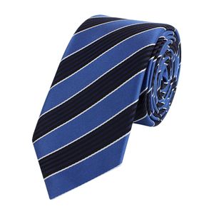 Fabio Farini - Krawatte - Herren Krawatte Blautöne - verschiedene Blaue Männer Schlips in 6cm Schmal (6cm), Blau Schwarz Striefen - Cordon Bleu/Noir/Blanc