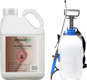 INSIGO 5L + 5L Sprüher Anti Spinnenspray Spinnenmittel Spinnenabwehr gegen Spinnen-Bekämpfung Spinnen vertreiben Schutz Zecken Ungeziefer