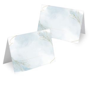 MAVANTO® 50x Blanko Design Tischkarten Hochzeit Geburtstag DIN A7 - Platzkarten zum Beschriften in vielen verschiedenen Designs (Goldblätter)