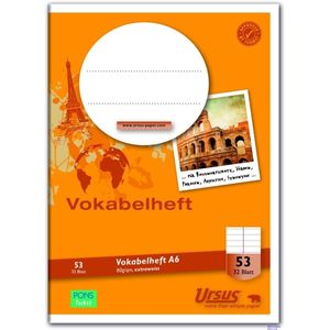 Vokabelheft LIN 53 - A6, 32 Blatt, 80g/qm, liniert m. Mittelstrich, 1 Stück