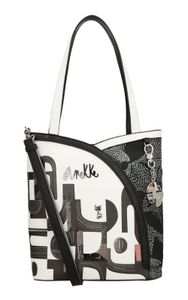 Anekke Schultertasche Umhängetasche Peace & Love Nature Sixties Tote Bag With Shoulder Strap Black & White mehrfarbig