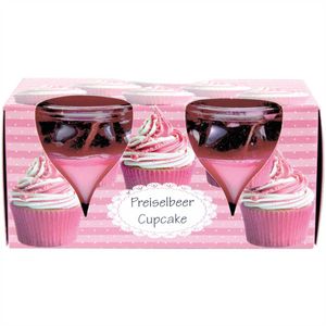 Duftkerzen Creation 2er Pack im Glas, lange Brenndauer und angenehmer Duft ( Preiselbeer Cupcake )