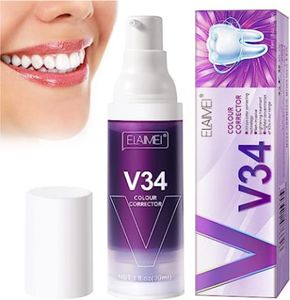 Lila Zahnpasta - Purple Teeth Whitening Teeth Spot Removal, Reduzierung der Zahnbelagfarbe und Erreichung hellerer, weißerer Zähne(1PCS)