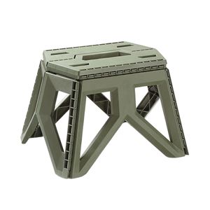Solide Struktur Hochtragender Griff Klapphocker Tragbarer Kunststoff-Camping-Tritthocker Outdoor-Zubehör-Armeegrün
