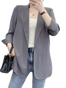 Damen Blazer Langarm Cardigan Outwear Casual Outdoor Mantel Langarmshirt Bluses Top Grau,Größe M