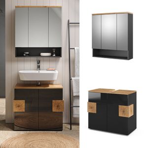 Vicco Badmöbel 2-er Set Eden Anthrazit Eiche Holzwerkstoff