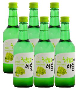 [ 6x 360ml ] HITEJINRO Soju Jinro Green Grape / Soju mit Traubengeschmack Alc. 13% vol.
