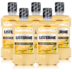 Listerine Fresh Ginger & Lime 600ml - Milder Geschmack (5er Pack)