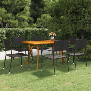 Gartenmöbelset 7-tlg. Outdoor-Essgarnitur 6 Personen Schwarz