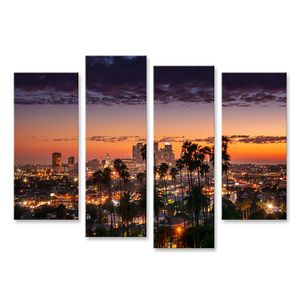 islandburner Bild auf Leinwand Schöner Sonnenuntergang Palmen Los Angeles Kalifornien Schöner Sonnenuntergang Palmen Los Angeles Kalifornien