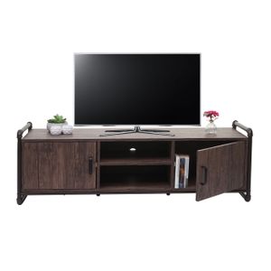 TV stolík HWC-F58, TV stolík lowboard, priemyselný dizajn 3D štruktúra úložný priestor hnedý 45x140x40cm