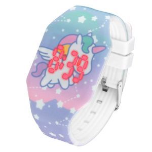 Taffstyle  Bunte Kinder Armbanduhr Einhorn Silikon Digital LED Farbige Kinderuhr Sportuhr Uhr Silikonuhr Mädchen Rainbow Regenbogen Fluoreszierend, 3