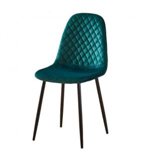 CasaDolce jídelní židle MOJI, sada 4 kusů, zelená, 42,5x40x90 cm, čalouněná, dekorativní prošití, prášková barva, kovové nohy