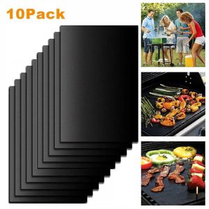 10er Set BBQ Grillmatte aus Teflon Antihaft Grillmatten zum Grillen Backen BBQ bis 500°F