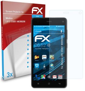 atFoliX FX-Clear 3x Schutzfolie kompatibel mit Medion LIFE E5001 (MD99206) Displayschutzfolie