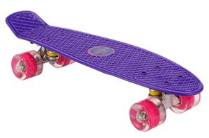 Amigo skateboard - Komplette Mini Cruiser - Skateboard für Kinder und Erwachsene - mit Led Leuchtrollen und ABEC-7 Kugellager - 55 x 15 cm - Violett
