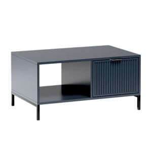 AX LIVING blaues Couchtisch mit Ablage Berlinette 6 Rillen dunkelblau