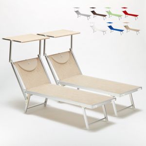 2er Set Liegestühle Strandliegen Sonnenliegen aus Aluminum Santorini