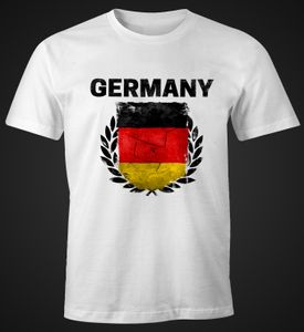 EM WM T-Shirt Herren Fußball Deutschland Vintage Flagge Fanshirt MoonWorks®  4XL